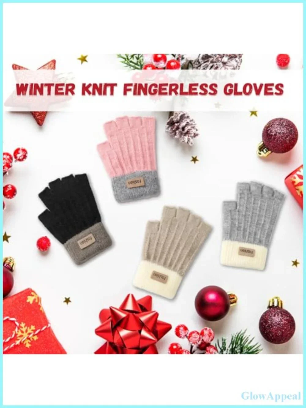 4 Pairs Fingerless Gloves Acrylic Knit Half Finger Driving Hiking Typing Women